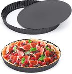 Beasea Tart Pan 10 Inch Removable Bottom, 2pcs 10 Inch Round Non Stick Pie Pans Carbon Steel Loose Base Bottom Tart Quiche Pie Tart Pans for Baking Fruit Cheese Tart Pie Desserts