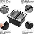 Espresso Knock Box, Stainless Steel Coffee Knock Box Large Capacity Coffee Pucks Container Espresso Machine Tool for Coffee Ground (Small)
