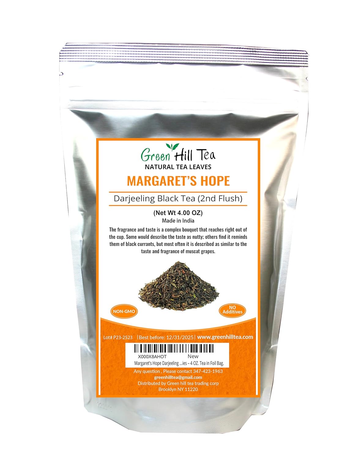 Greenhilltea - Darjeeling Margaret's Hope (TGFOP) Second Flush - Premium Loose Leaves Black Tea From Himalayas- Medium Caffeine-Mellow and aromatic with muscatel notes – 4 OZ. Tea in Foil Bag.
