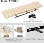 Vivelove Natural Wood Floating Shelves 48”，8 inch Deep Floating Shelf with Invisible Brackets, Unfinished Wall Shelves for Living Room, Bathroom, Kitchen, Bedroom, Home Decor, Set of 1 - Natural