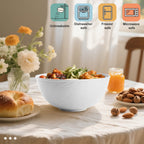 White Wheat Straw Bowls for Cereal and Salad,Alternative Plastic Bowls Set of 6,40oz Unbreakable Soup Bowls suitable for Kitchen,Party,Camping and R.V.