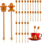 30 Pcs Christmas Drink Stirrers Xmas Stir Stick Holiday Coffee Swizzle Stick Reusable Plastic Hot Cocoa Bar Chocolate Decoration Cocktail Mixer(Gingerbread Couple,Elegant Color)