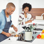 Kitchen Utensil Holder - 360° Rotating Stainless Steel Countertop Organizer for Spoons, Spatulas & Cutlery Storage, Cooking Silverware Caddy with Removable Base, Beige