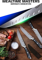 Dalstrong Steak Knife Set - 4-Piece - 5 inch Straight - Gladiator Series Elite - Forged German High-Carbon Steel - Black G10 Handle - Sheaths - Dinner Set - NSF Certified