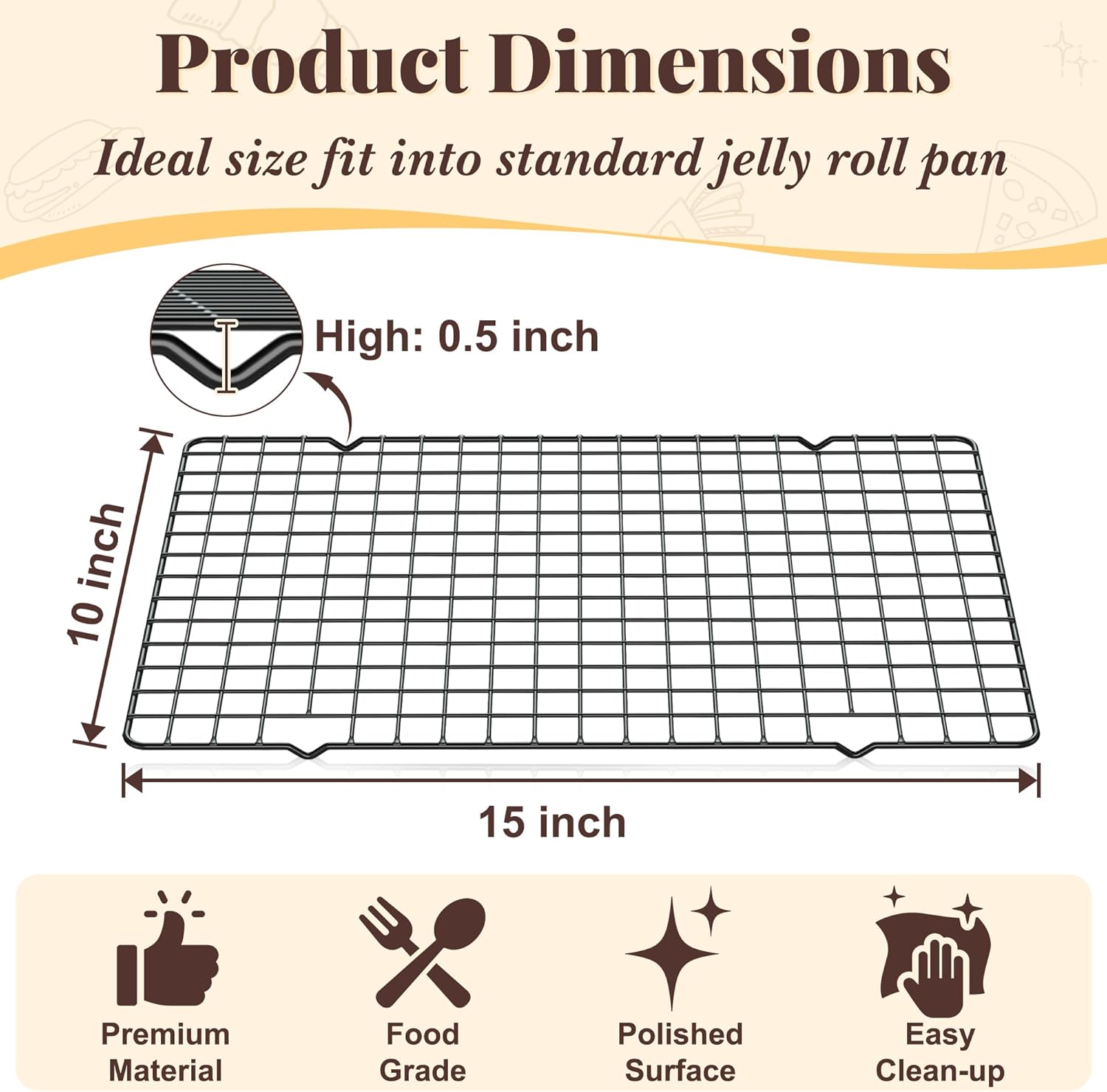 Cooling Racks for Cooking and Baking - 2 PCS 10" x 15" Grid Wire Baking Rack for Oven Cooking, Baking, Grilling, Roasting -Dishwasher Safe Bacon Rack- Fits Jelly Roll Cookie Sheet Pan