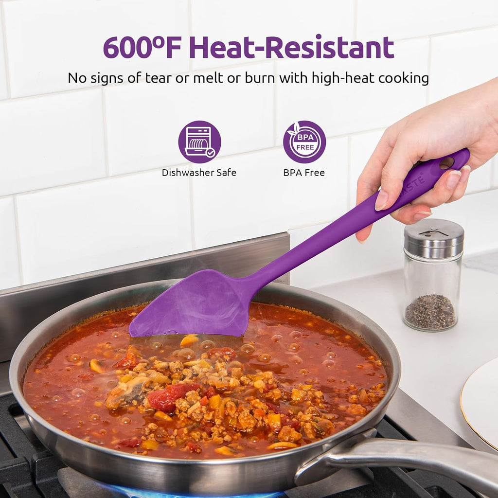 U-Taste Silicone Spatula Set with 600 Degrees Fahrenheit Heat Resistant (Purple)
