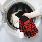 BBQ Gloves, Oven Gloves, Extreme Heat Resistant Barbecue Gloves, Silicone Non-Slip Oven Mitts, Kitchen Gloves for Cooking, Grilling, and Baking (Red)