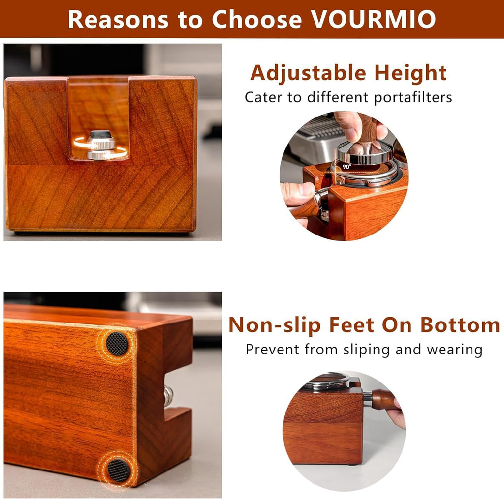 54mm Espresso Tamping Station - 8 in 1 Espresso Organizer for Storage 51/53/54mm Coffee Tamper, Distributor, Portafilter & Puck Screen Accessories, Wooden Tamper Station