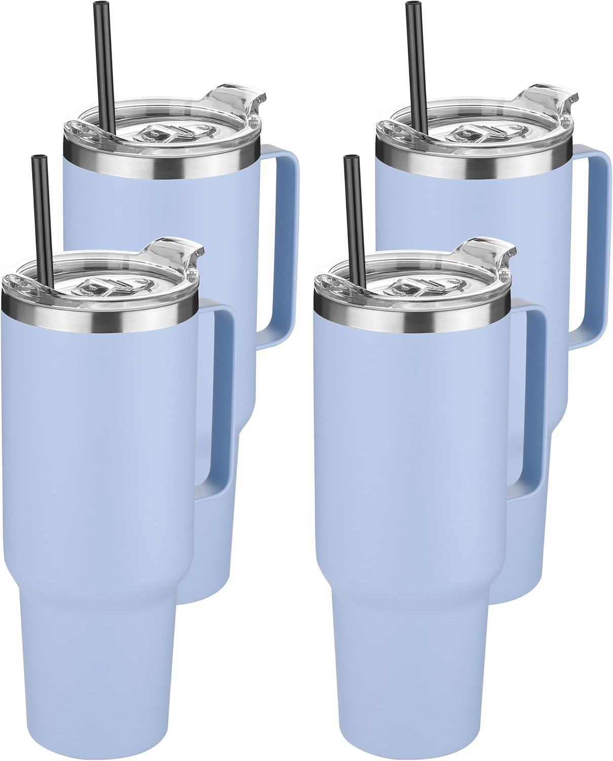 HASLE OUTFITTERS 40 oz Stainless Steel Tumbler with Handle, Vacuum Insulated Tumblers Bulk, Reusable Double Wall Travel Coffee Mug, Durable Powder Coated Water Bottle(Blue, 4)