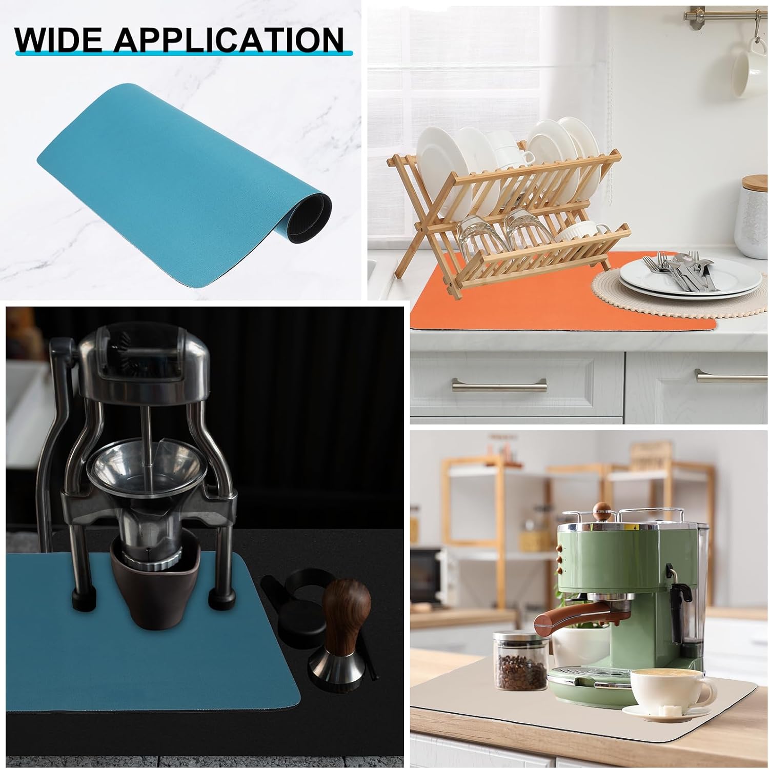 uxcell Silicone Mats for Kitchen Counter, 15.7" x 11.8" Non-Slip Countertop Protector Mat Heat Resistant Coffee Mat Waterproof Table Placemat, Navy Blue