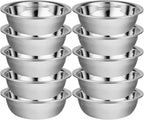 10 Pcs 11 x 3 Inch Stainless Steel Mixing Bowls for Bulk Food Prep with Nesting Design for Hotel Restaurant and Home Kitchen Cooking in Silver
