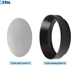 51mm Espresso Dosing Funnel and Puck Screen Set, Espresso Coffee Dosing Ring & 1.7mm 316 Stainless Steel Espresso Portafilter for Coffee Portafilter Filter Basket