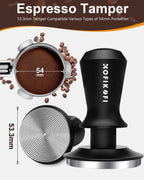 53.3mm Espresso Tamper, Coffee Tamper with Stainless Steel Ripple Base, Barista Espresso Coffee Tamper with 30lbs Spring Loaded and Aluminum Handle Fits for Breville Series 54mm Portafilter