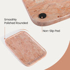 Marble Vanity Tray, Bathroom Tray for Countertop, Decoration Dresser Organizer, Perfume, Jewelry Holder, Red Stone Serving for Kitchen Sink Storage(Spring Rose)