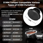 IKAPE 51mm Espresso Tamper, Spring-loaded Calibrated Tamper with Titanium Ripple Plating Base, Compatible with Over 51MM Espresso Bottomless Portafilter