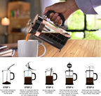 QUQIYSO French Press Coffee Maker 34oz 304 Stainless Steel with 4 Filter, Heat Resistant Durable, Easy to Clean, Borosilicate Glass Press, 100% BPA Free Teapot (Copper)