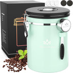 35OZ Coffee Canister for ground coffee with Date Tracker,Mint Green 304 Stainless Steel Kitchen Food Airtight storage container for Coffee Beans or Grounds, Tea, Sugar