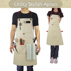 Work Aprons with Multiple Pockets, Waterproof Canvas for Cooking, Painting, Crafting, Gardening, Sizes M to XXL, Colorful Spots