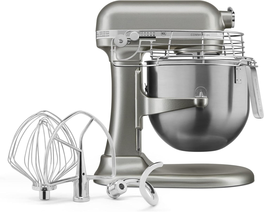 KitchenAid KSMC895CU 8-Quart Commercial Countertop Mixer with Bowl Guard, 10-Speed, Gear-Driven, Contour Silver