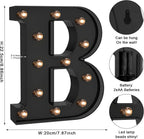Foaky Black LED Letter Lights for Room Decor - Bedroom Wall Decor, Alphabet Lights for Home, Wedding, Party - Battery Operated （B）