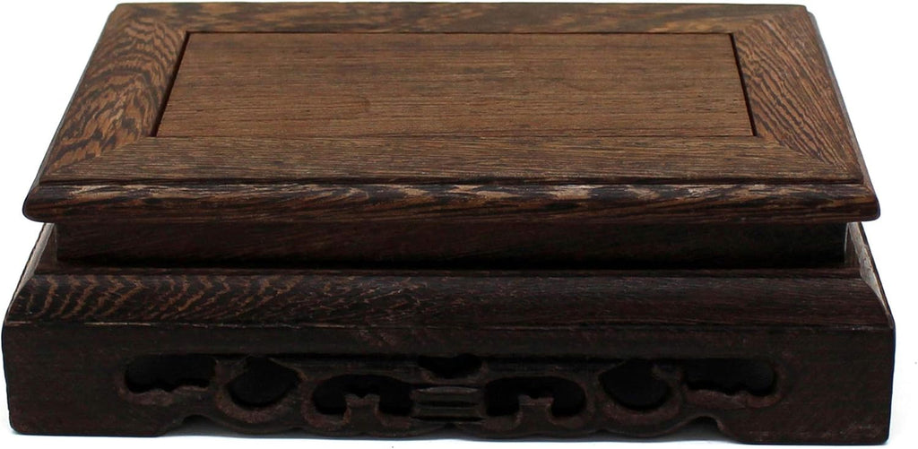 CVHOMEDECO. Primitives Rustic Rosewood Rectangle Display Stand Vase Pot Base Fishbowl Pedestal Stand. (5-3/4 Inch)