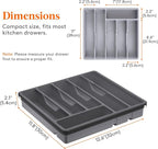 Lifewit Silverware Organizer with Lid, Covered Utensil Tray for Kitchen Drawer and Countertop, Plastic Cutlery and Flatware Storage Box for Spoons Forks Knives Holder Case, 6 Compartments, Gray