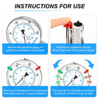 MEANLIN MEASURE 0~200Psi Stainless Steel Liquid Filled Pressure Gauge 2.5" FACE DIAL 1/4" NPT for Air Compressor Air Regulator Water Filter Lower Mount with Stainless Steel Hex Bushing and Snaps