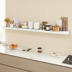 72 Inch Floating Shelves, 9.3" Deep Floating Shelf Wall Mounted, 72" Wall Shelves, Rustic Deep Bookshelf, Large Display Shelves & Storage Shelves for Bedroom, Living Room, White, Set of 1