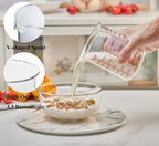 High Borosilicate Glass Measuring Cup Set-V-Shaped Spout，Includes 250ml(8OZ), 500ml(16OZ), and 1000ml(32OZ) Glass Measuring Beaker for Kitchen or Restaurant, Easy to Read