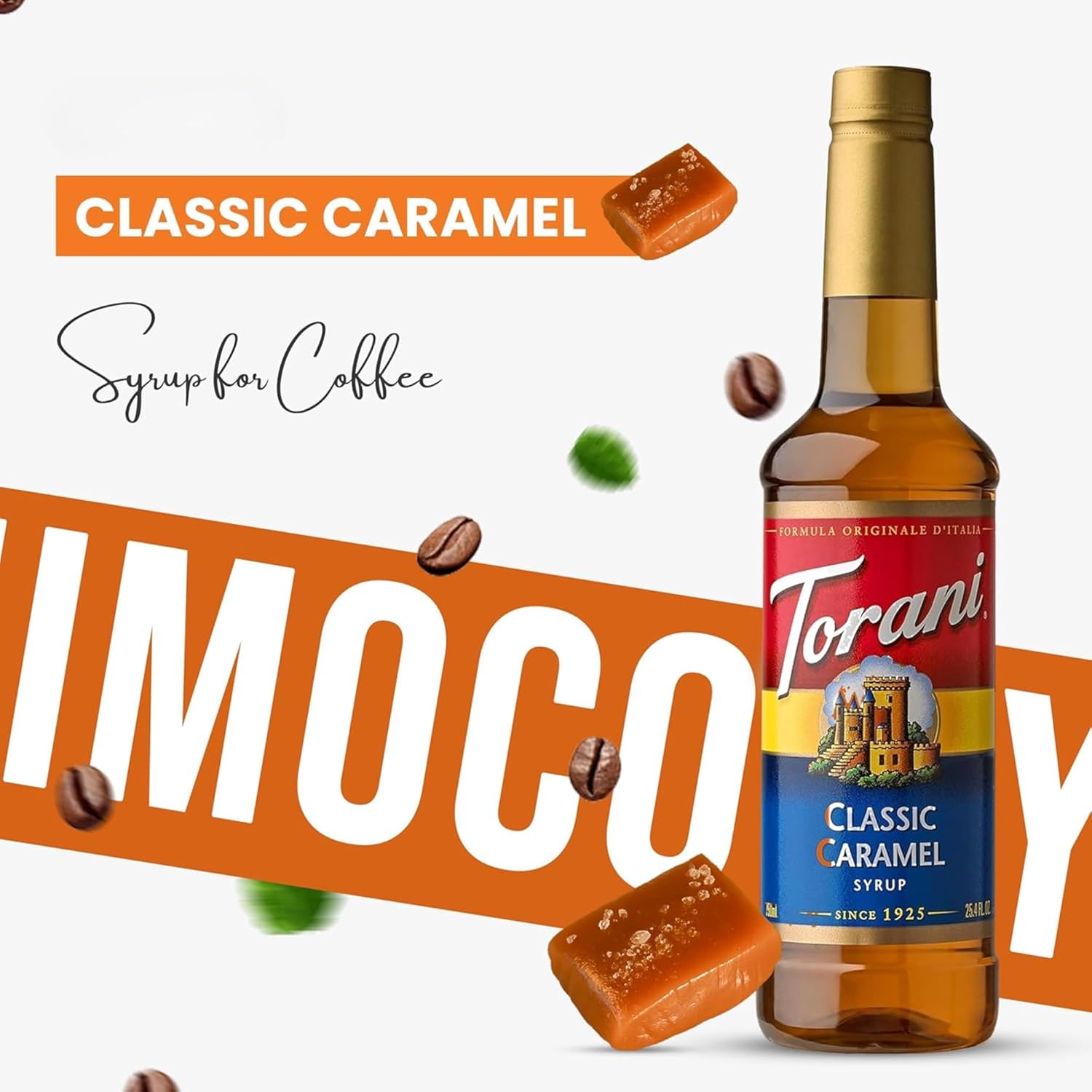 Jimoco® Syrup Pump Dispenser + Torani® Caramel Syrup, 25.4 oz - Coffee Syrup Pump & Flavoring Bundle