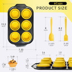 Silicone Muffin Pan Set, 6 Cups Cupcake Pan, With Metal Frame Nonstick Press to Easily Pop Out for Baking Homemade Muffins,Breads, Cupcakes, Egg Bites, BPA-Free Silicone (Yellow, 6Cups)