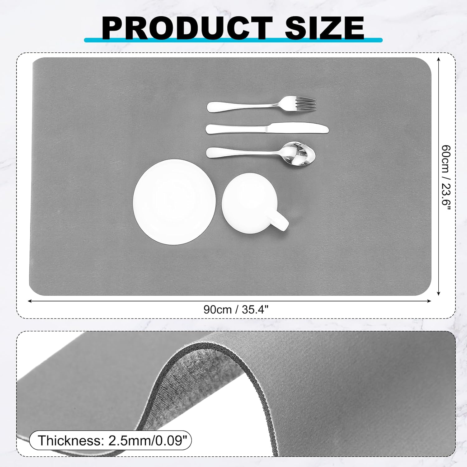uxcell Silicone Mats for Kitchen Counter, 35.4" x 23.6" Non-Slip Countertop Protector Mat Heat Resistant Coffee Mat Waterproof Table Placemat, Gray
