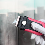 Gomake Razor Blade Scraper Tool with Blade Storage Container, Glass Cooktop Stove Scraper with 10PCS Stainless Steel Blades for Glass Clean,Paint,Old Label,Decal Sticker,Adhesive Remover-Pink