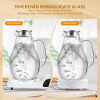 Glass Pitcher With Lid, 102oz Unique Petal Design, Stainless Steel Large Iced Tea Pitcher, Easy To Clean Lightweight Borosilicate Glass For Cold And Hot Beverages