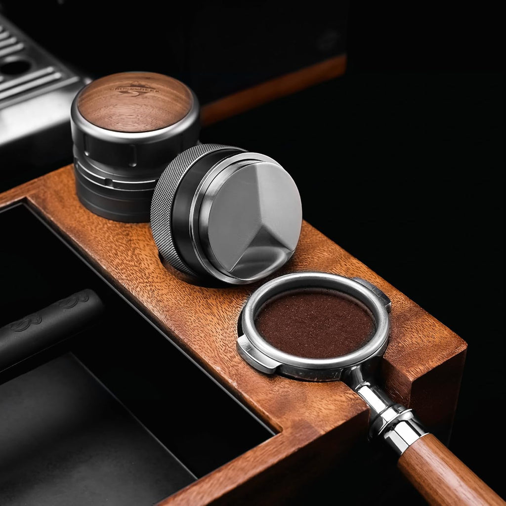 CrossCreek 58mm Espresso Distributor | Adjustable Depth Fits All 58mm Espresso Portafilter | Breville/Rancilio/La Marzocco | Stainless Steel & Walnut Distribution Tools | Espresso Machine Accessories