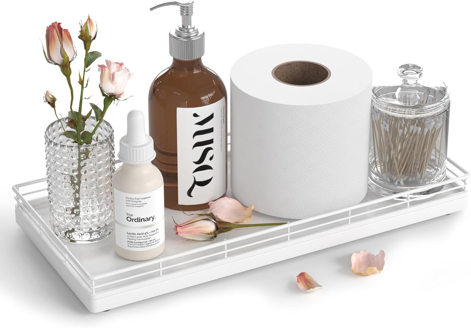 Oak Bathroom Toilet Tank Tray, 13" Wood Toilet Paper Storage Basket Tray Back of Toilet Basket Organizer,for Perfume Makeup Candle Kitchen Counter Coffee Table Decor White