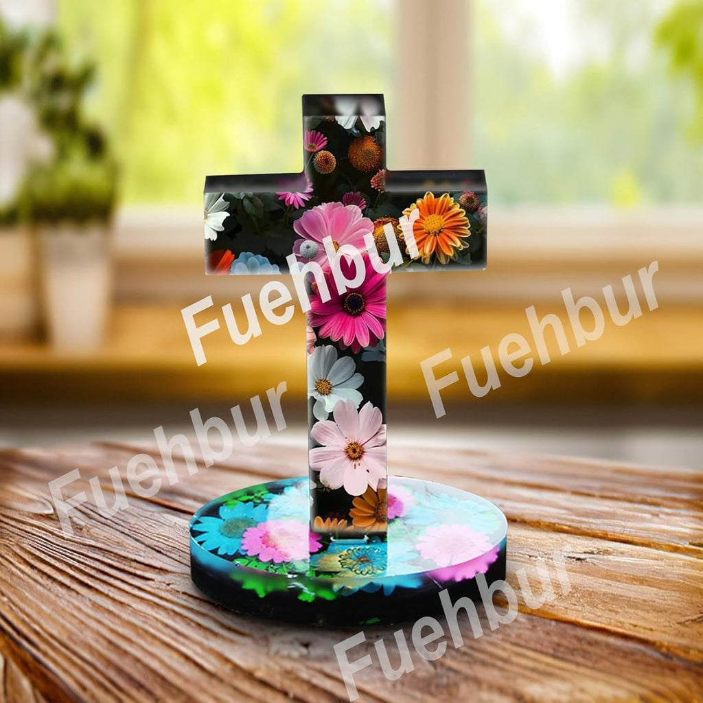 【300+ Design Optional】 Fuehbur Cross with Base Resin Silicone Large Freshie Mold for Aroma Beads DIY Hanging Candles Decoration Crafting Blessed Cross Gift【Mold Depth: 0.89 in】