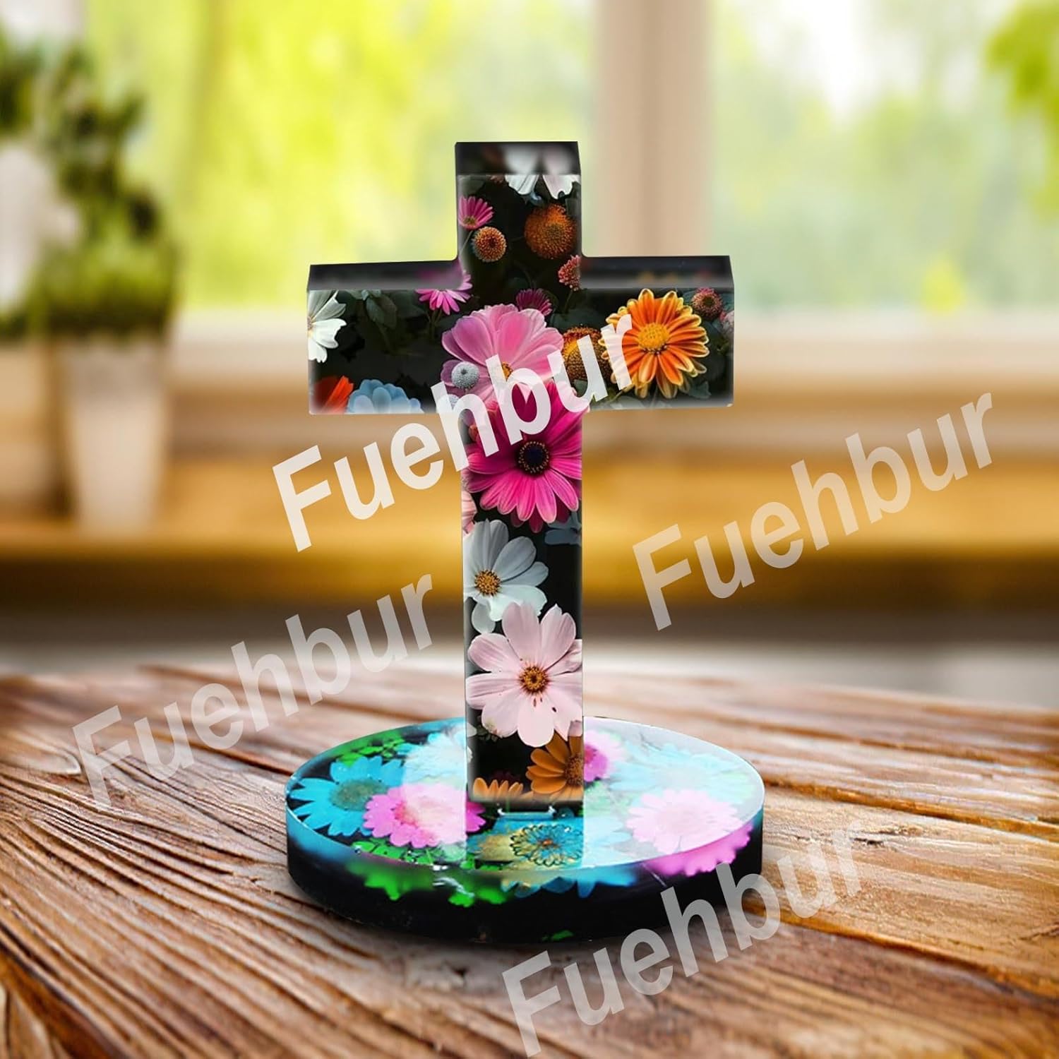 【300+ Design Optional】 Fuehbur Cross with Base Resin Silicone Large Freshie Mold for Aroma Beads DIY Hanging Candles Decoration Crafting Blessed Cross Gift【Mold Depth: 0.89 in】