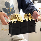 Flatware, Cutlery,Kitchen Utensil & Silverware Caddy Organizer Bin Holder for Forks, Spoons, Knives - Perfect for Kitchen Countertop- Black