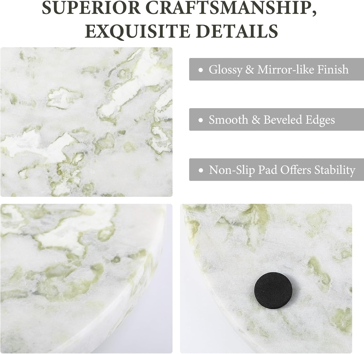 Koville African Natural Marble Cutting Board for Kitchen, 11inch Round Hand Crafted Marble Slab for Cheese, Charcuterie, Pastry Board - Wedding Gift, House Warming Gift