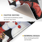 Black Snowman Dish Drying Mats for Kitchen Counter, Winter Snowflake Dish Mat Absorbent Reversible Microfiber Dish Drying Pad Christmas Kitchen Drying Mat Dish Drainer Rack Mats for Bar 18”x24”