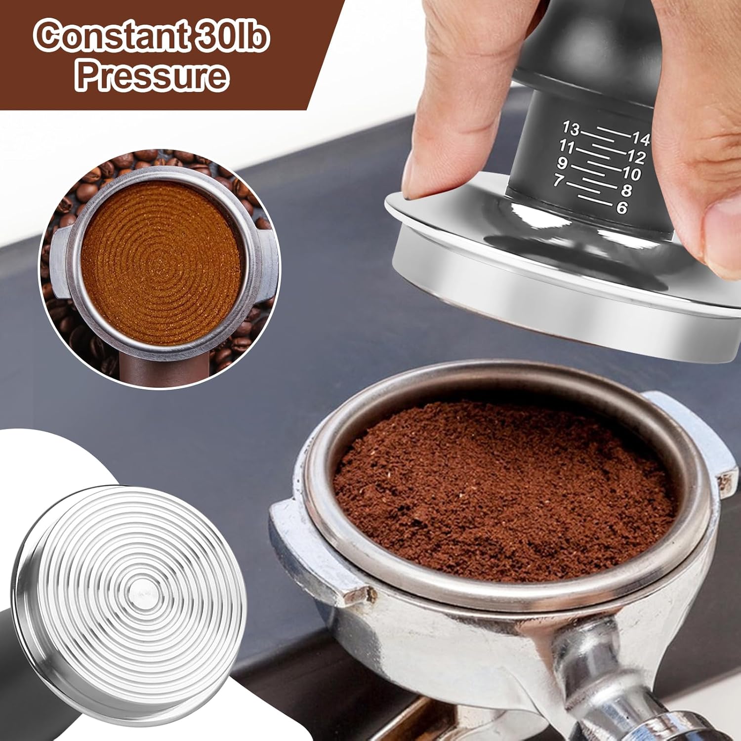 58mm Espresso Tamper Set - Dual-Spring Calibrated Coffee Tamper, 8-Needle WDT Tool Espresso Distribution Tool, Magnetic Aluminum Dosing Funnel, Reusable Puck Screen, Fit for 58mm Portafilters