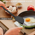 Coukre 2 Pack Silicone Spatula Set, High Heat Resistant, BPA Free Kitchen Spatula, Solid & Slotted Turner for Non-Stick Pans, Sautéing, and Flipping (2, PureBlack)