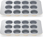 Caraway Non-Stick Ceramic 12-Cup Muffin Pan Duo - Naturally Slick Ceramic Coating - Non-Toxic, PTFE & PFOA Free - Perfect for Cupcakes, Muffins, and More - Cream