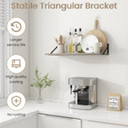 Dreamland Floating Shelves for Wall, 12 Inch Deep Floating Shelves Set of 2, 30W x 12D Large Wall Shelf with Sturdy Metal Brackets for Living Room, Bathroom, Bedroom and Kitchen, Grey