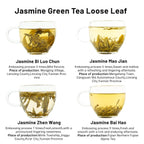 iTeaworld Jasmine Green Tea Loose Leaf Samplers Set, With Different Flowery Aromas, No Sweetener, Sweet After Taste, 4 Different Grades of Jasmine Tea Loose Leaf, 16 Pack/56g