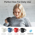 Hasense 7 Ounce Cappuccino Cups Set of 4 Perfect for Latte, Americano, Cafe Mocha and Tea, Ceramic Coffee Cups Ideal for Party Cafe Home and Kitchen, Microwave and Dishwasher safe, Black