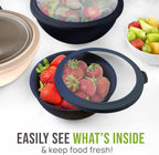 Zulay Kitchen 12 Piece Plastic Mixing Bowls with Leak-Proof Lids Set - Microwave and Freezer Safe Kitchen Mixing Bowls for Preparing, Serving and Storing - Large Nesting Bowls (Navy Ombre)