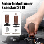 IKAPE 58.35mm Espresso Tamper, Spring-loaded Calibrated Tamper with Walnut Handle, Titanium Ripple Plating Base, Fits for Over 58mm Espresso Machine Bottomless Portafilter