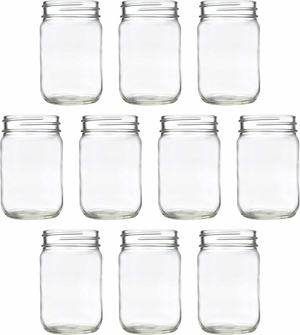 DISCOUNT PROMOS Decorating Mason Jars 12 oz. Set of 10, Bulk Pack - Glass Jars for Overnight Oats, Candies, Fruits, Pickles, Spices, Beverages - Clear